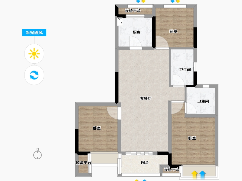 浙江省-金华市-新城香悦兰城-79.00-户型库-采光通风