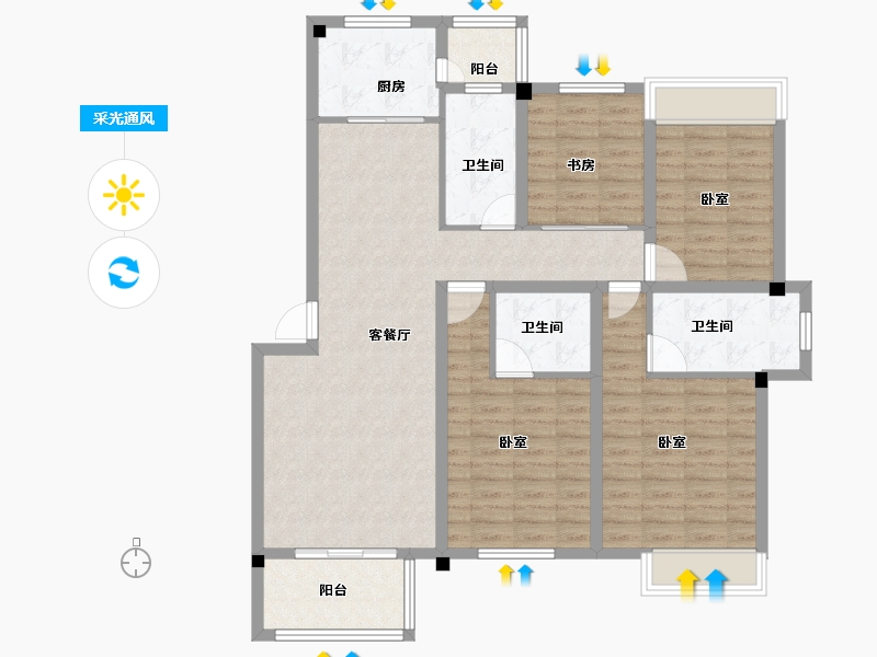 浙江省-绍兴市-九城御两湖-114.00-户型库-采光通风