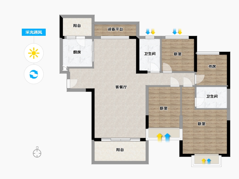 浙江省-湖州市-湖州恒大珺睿府-114.00-户型库-采光通风