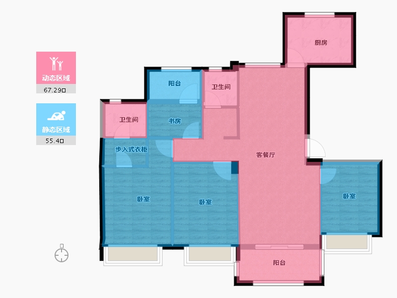 浙江省-宁波市-金色华府二期-111.00-户型库-动静分区