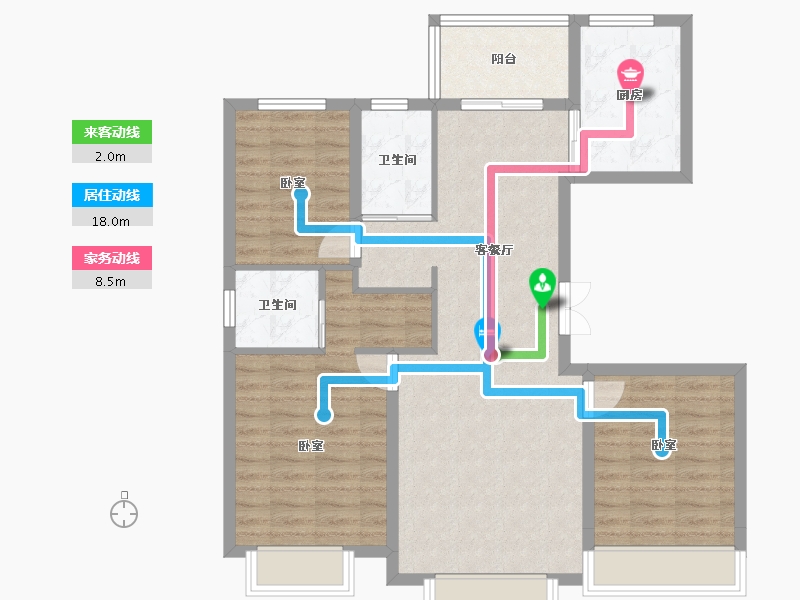 新疆维吾尔自治区-乌鲁木齐市-坤鸿园-89.92-户型库-动静线