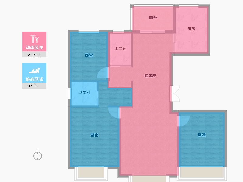 新疆维吾尔自治区-乌鲁木齐市-坤鸿园-89.92-户型库-动静分区