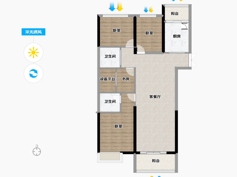 安徽省-合肥市-星光国际广场-104.23-户型库-采光通风