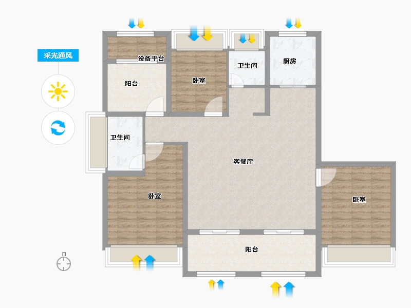 安徽省-合肥市-文一豪门金地-118.00-户型库-采光通风