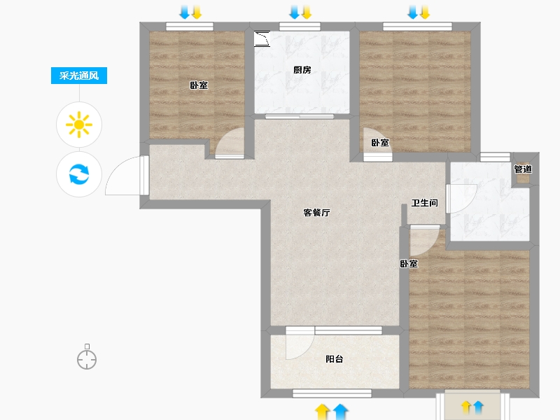 山东省-青岛市-海尔产城创悦湖兰庭-71.00-户型库-采光通风