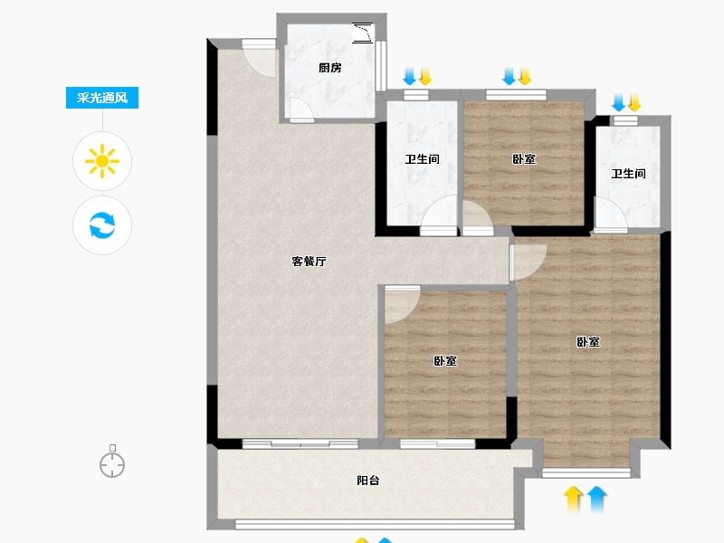 福建省-莆田市-保利城·湖心岛-97.99-户型库-采光通风