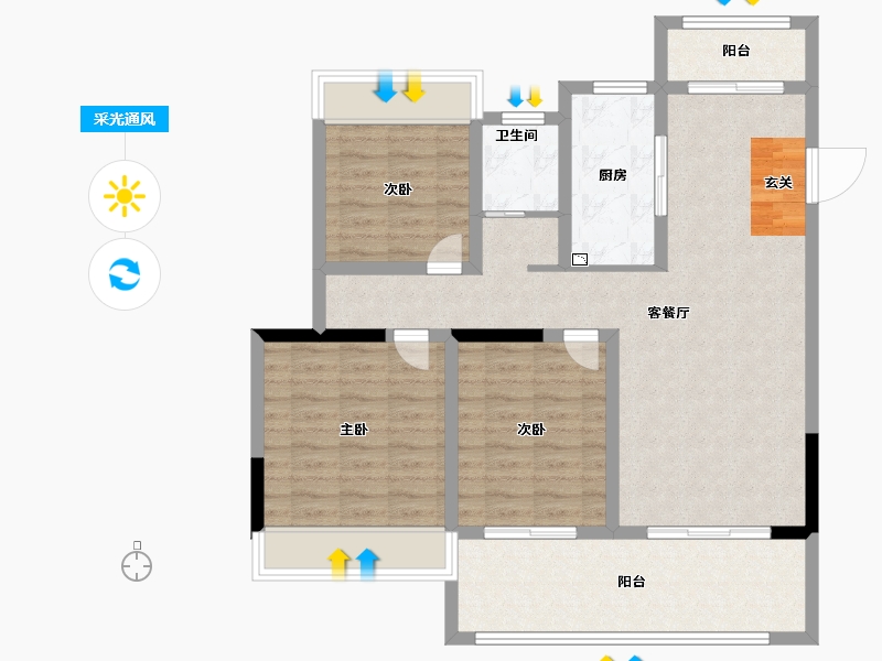 安徽省-阜阳市-锦绣阮城-95.00-户型库-采光通风