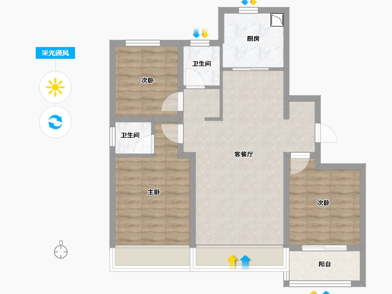 吉林省-长春市-云邸-71.91-户型库-采光通风