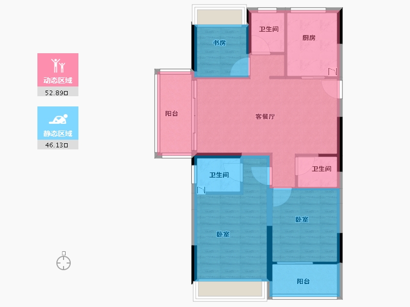 浙江省-丽水市-江麟邸-88.98-户型库-动静分区