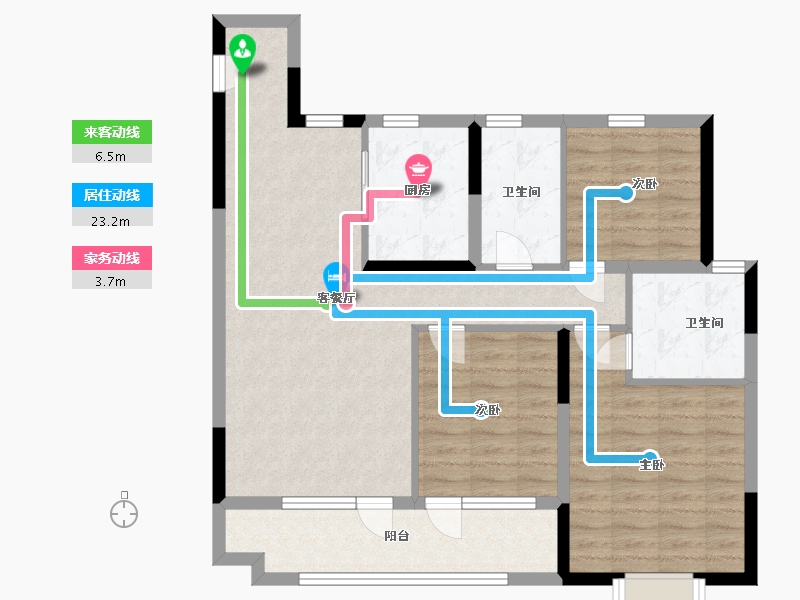 山东省-青岛市-青岛龙湖西府原著-93.00-户型库-动静线