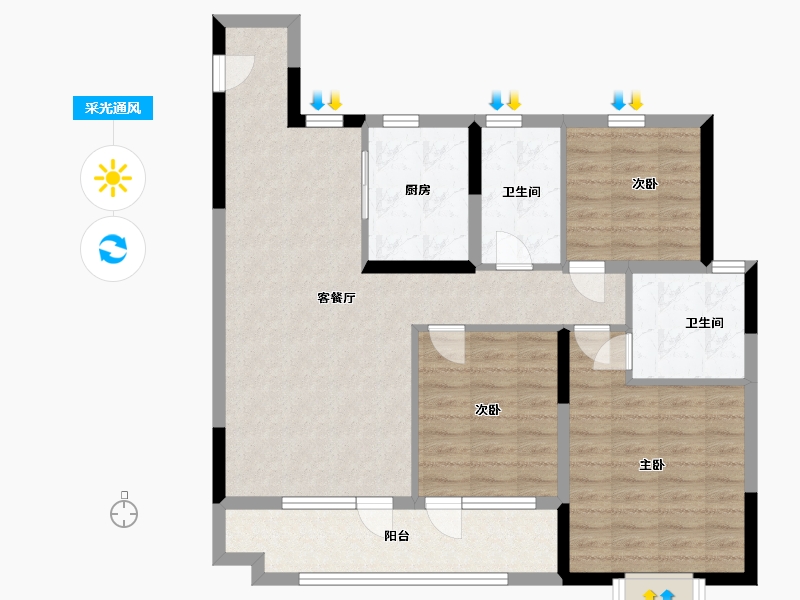 山东省-青岛市-青岛龙湖西府原著-93.00-户型库-采光通风