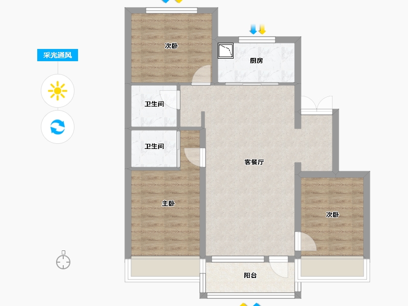 吉林省-长春市-御桂园咏椿-77.96-户型库-采光通风