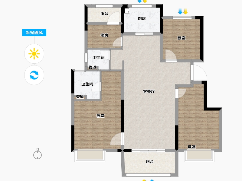 浙江省-宁波市-凯旋府-121.06-户型库-采光通风