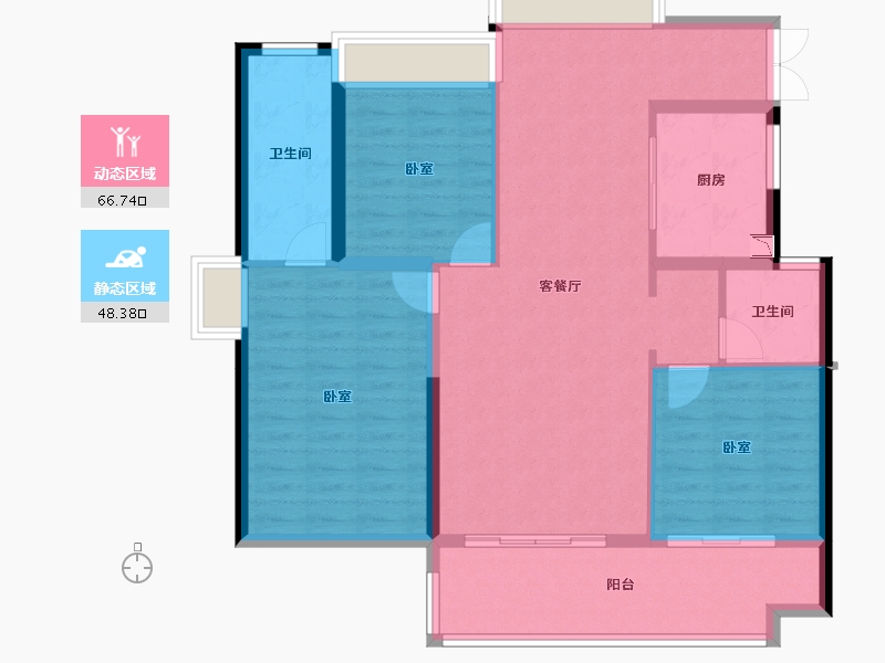 浙江省-绍兴市-杭州湾世纪城-104.25-户型库-动静分区