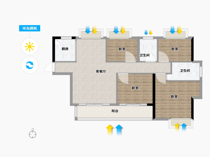 福建省-莆田市-香港财富中心悦城-111.00-户型库-采光通风