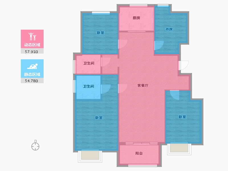 浙江省-杭州市-雷威沁园-102.96-户型库-动静分区