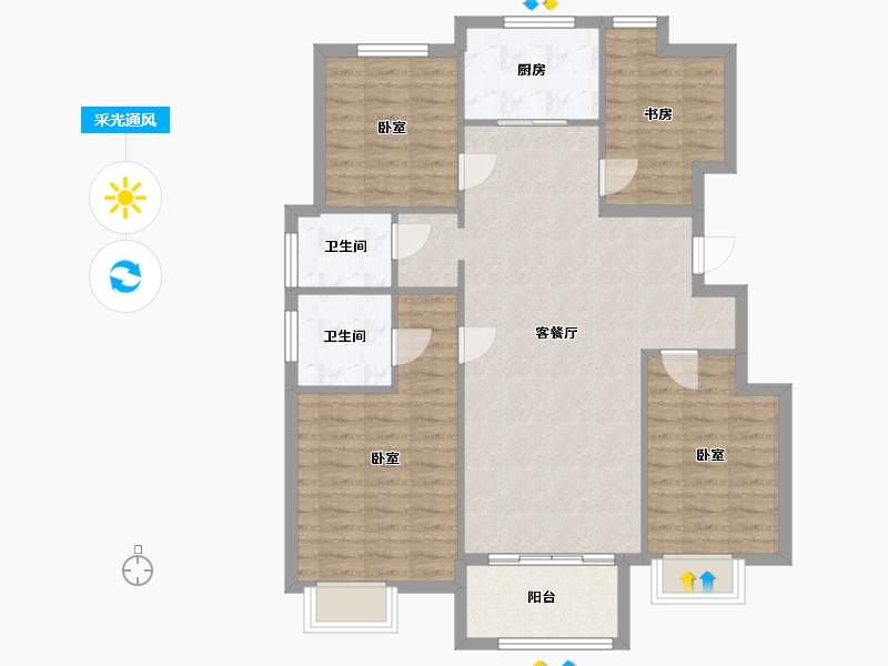 浙江省-杭州市-雷威沁园-102.96-户型库-采光通风