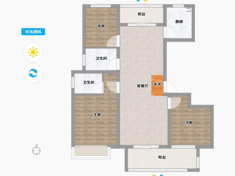 安徽省-阜阳市-天英玺悦府-96.01-户型库-采光通风