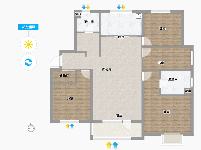 山东省-青岛市-万科未来城-112.87-户型库-采光通风