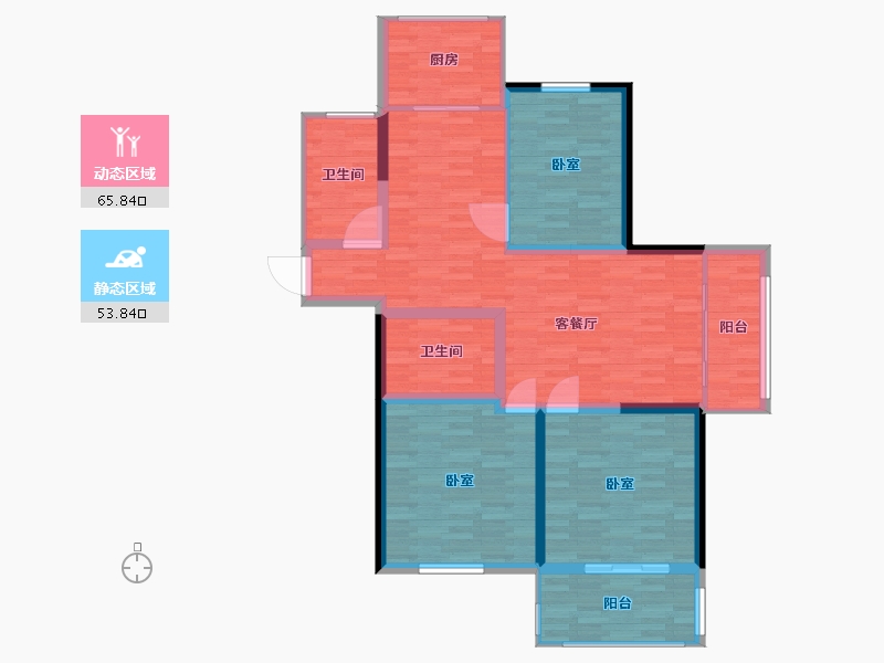 江苏省-镇江市-领东天第-107.93-户型库-动静分区