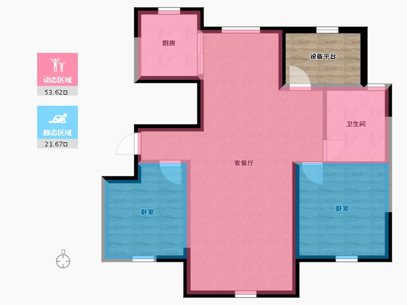 宁夏回族自治区-银川市-荣恒星宅-72.96-户型库-动静分区