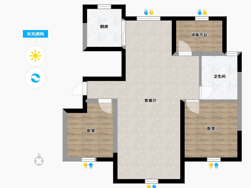 宁夏回族自治区-银川市-荣恒星宅-72.96-户型库-采光通风