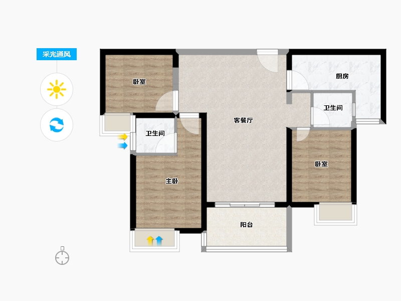 福建省-泉州市-广海新景悦府-83.99-户型库-采光通风