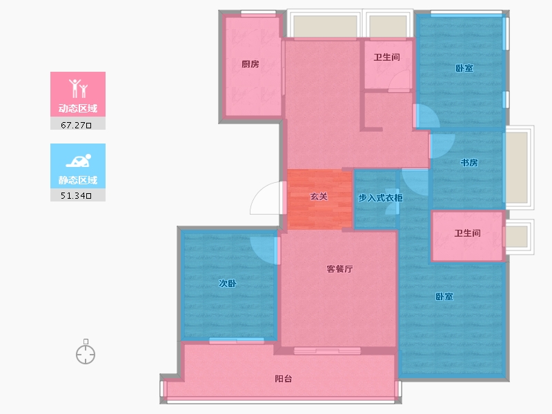 浙江省-衢州市-德信君宸-106.99-户型库-动静分区