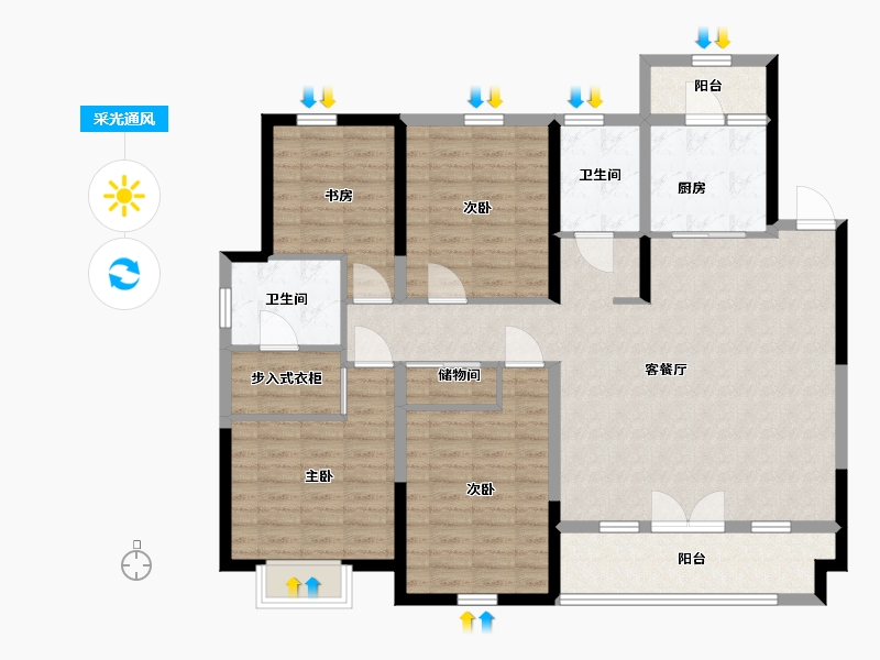 山东省-青岛市-融合嘉园-126.00-户型库-采光通风