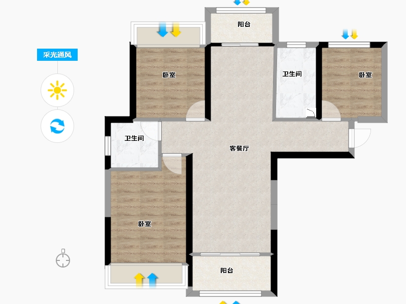 安徽省-合肥市-天时东崃-77.05-户型库-采光通风