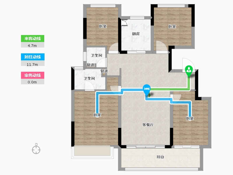 浙江省-宁波市-锦尚府-105.90-户型库-动静线