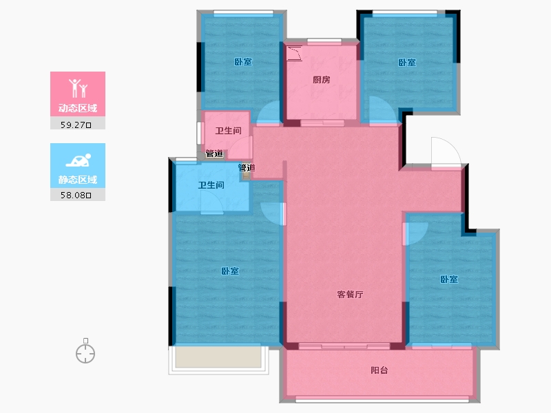 浙江省-宁波市-锦尚府-105.90-户型库-动静分区