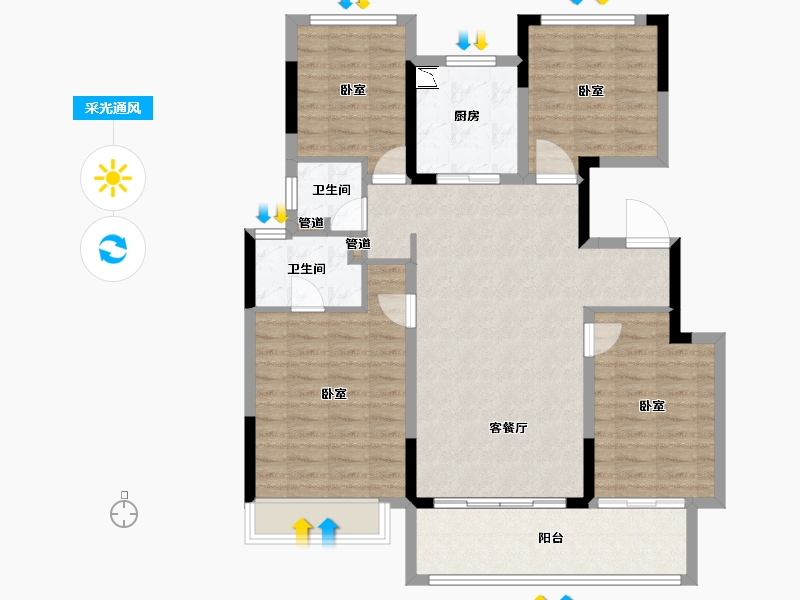 浙江省-宁波市-锦尚府-105.90-户型库-采光通风