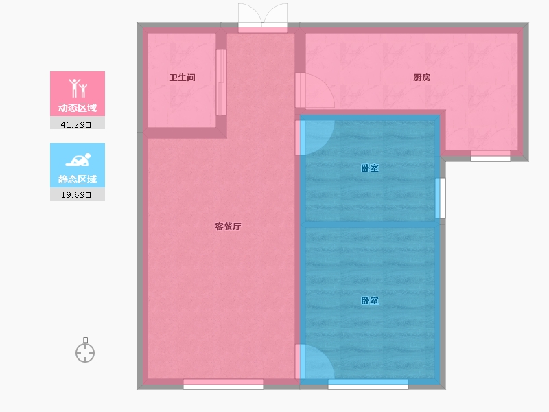 新疆维吾尔自治区-乌鲁木齐市-城市九点阳光-54.07-户型库-动静分区