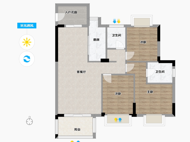 福建省-南平市-富金湖壹号-85.00-户型库-采光通风