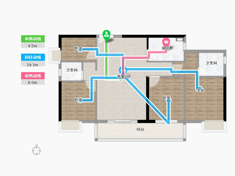 福建省-泉州市-雅致新天地-105.25-户型库-动静线