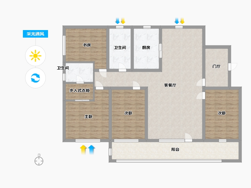 山东省-青岛市-弗莱德建公元-135.00-户型库-采光通风