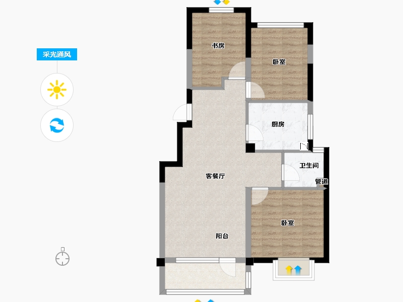 山东省-青岛市-开元城开元盛景-74.00-户型库-采光通风