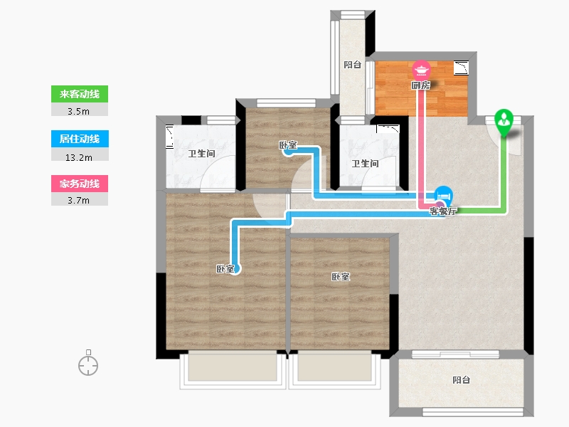 浙江省-丽水市-宏地百川滨江尚品-70.56-户型库-动静线