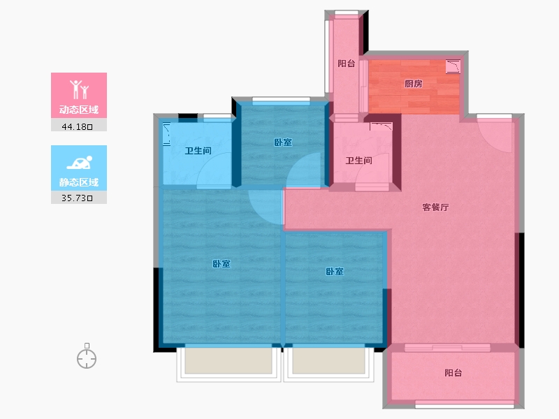 浙江省-丽水市-宏地百川滨江尚品-70.56-户型库-动静分区