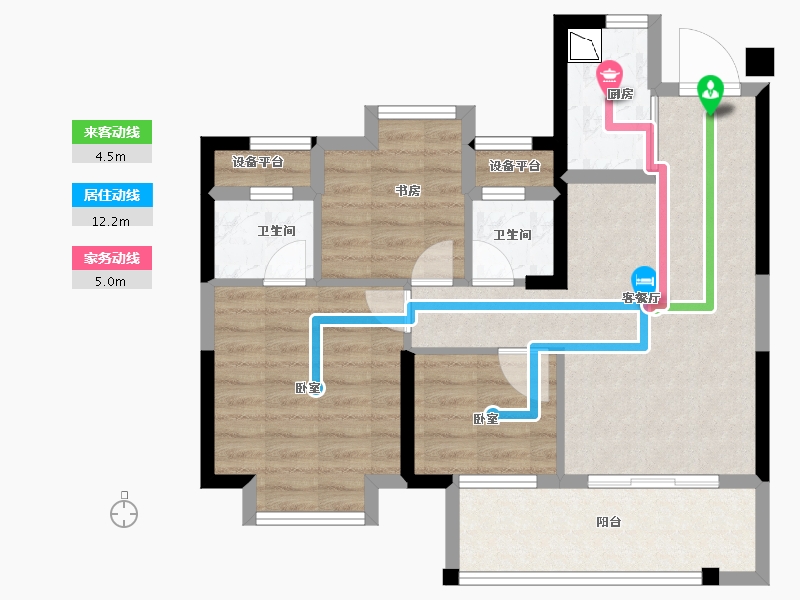 福建省-龙岩市-书华·文郡-71.00-户型库-动静线