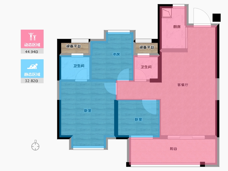 福建省-龙岩市-书华·文郡-71.00-户型库-动静分区