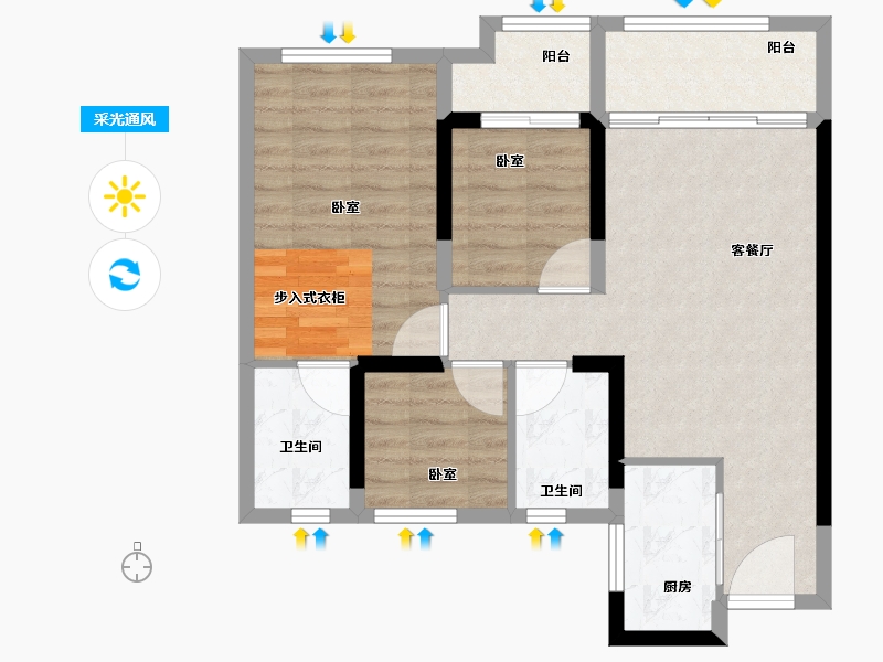 福建省-泉州市-美岭新榜园-71.00-户型库-采光通风