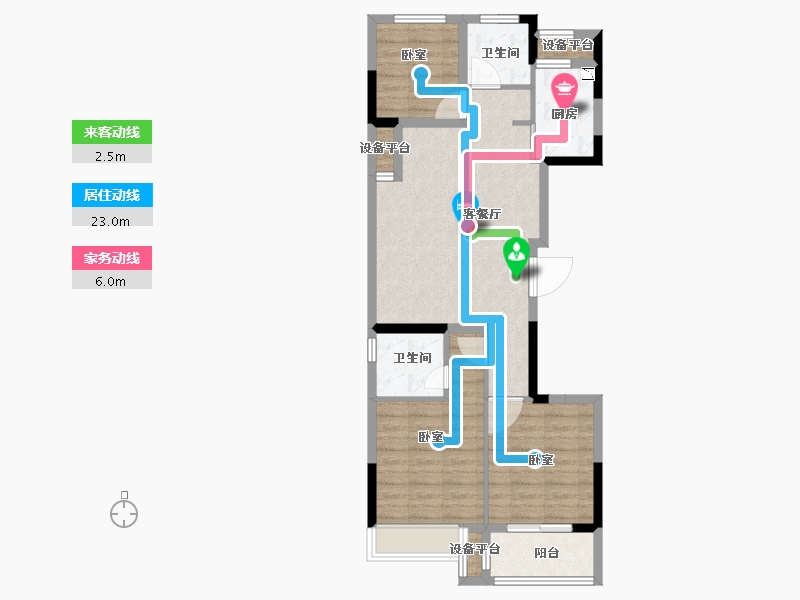 浙江省-金华市-新城香悦兰城-76.00-户型库-动静线