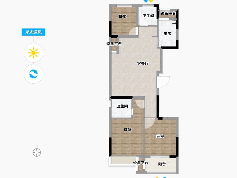 浙江省-金华市-新城香悦兰城-76.00-户型库-采光通风