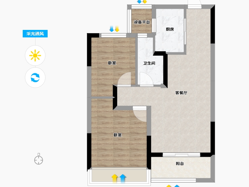 浙江省-金华市-义乌望辰府-61.00-户型库-采光通风