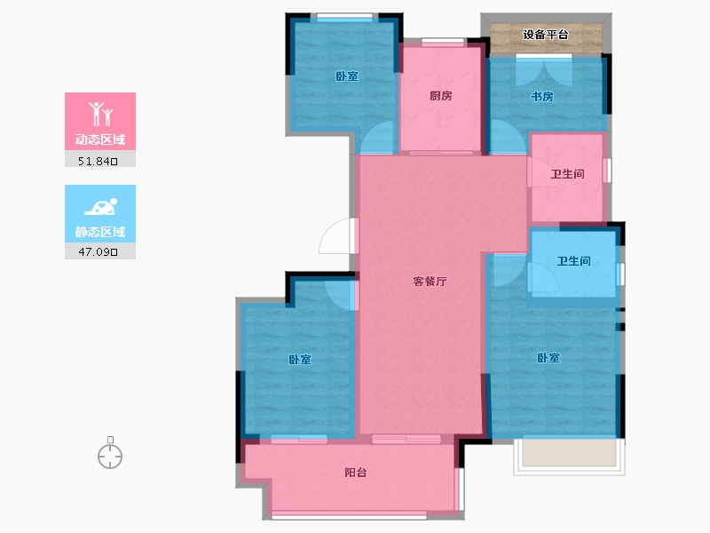 安徽省-合肥市-谊华雍景府-90.90-户型库-动静分区