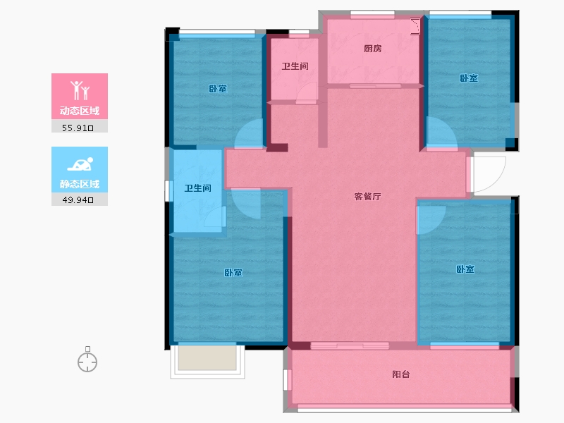 福建省-泉州市-保利住宅第5湾-93.99-户型库-动静分区