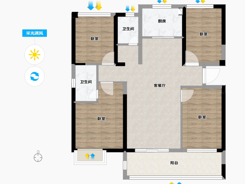 福建省-泉州市-保利住宅第5湾-93.99-户型库-采光通风