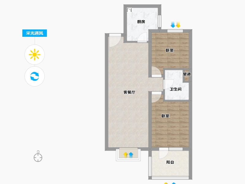 山东省-青岛市-万科未来城-67.00-户型库-采光通风